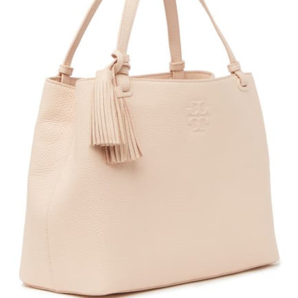 Tory Burch Thea Center Zip Leather Tote Bag Purse - Picture 2 of 5